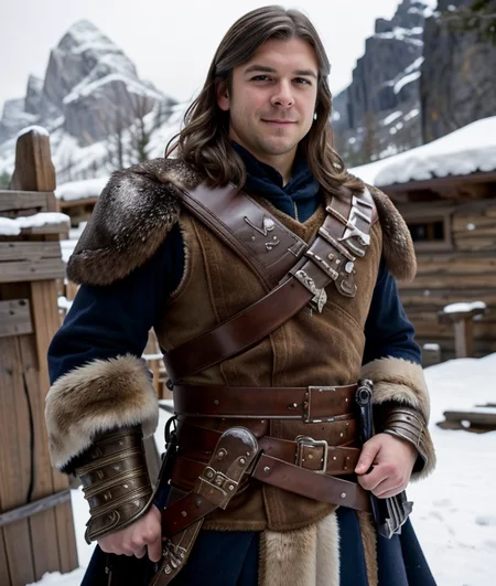 solo mid shot portrait photo of a whiterun guard from skyrim
fantasy background, charming smirking
by Carl Barks and Arthur Tress ultra realistic highly detailed intricate photorealistic analog style photograph sharp focus on eyes, cinematic lighting
