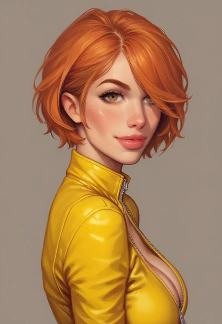 1girl, illustration, comic style, looking at viewer, highly detailed, source_comic_illustration, from front, 1girl, illustration, comic style, looking at viewer, highly detailed, source_comic_illustrationskinny, looking at viewer, 1girl, masterpiece, best quality, ((((side view)))), girl, realistic drawing, anime, by Sam Yang, sharp highly detailed 2d illustration, comic art, (hyperrealism, soft light, sharp), (anime:0.5), BREAK
April O'Neil, (short hair), orange hair, haze eyes, big natural breasts, pink lips, long legs, wide hips, cleavage, (((slim body))), high res image, expressiveH, full clothed
yellow jumpsuit, zipper, wristwatch, white belt, white boots
BREAK
slight smile, looking at viewer, BREAK
long hair, red hair, hair over one eye, big hair, BREAK
best quality, depth of field, bokeh, (((full clothed yellow jumpsuit)))
BREAK
strange world background score_9, score_8_up, score_7_up, score_6_up, source_cartoon, rating_explicit, Expressiveh, ((((upper body, portrait))))), dynamic pose, dynamic pose