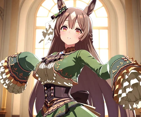 masterpiece, best quality, amazing quality, , 1girl, solo, looking at viewer, <lora:Satono Diamond in game style 3D:1> ummsmingame, 3d, satono diamond \(umamusume\)