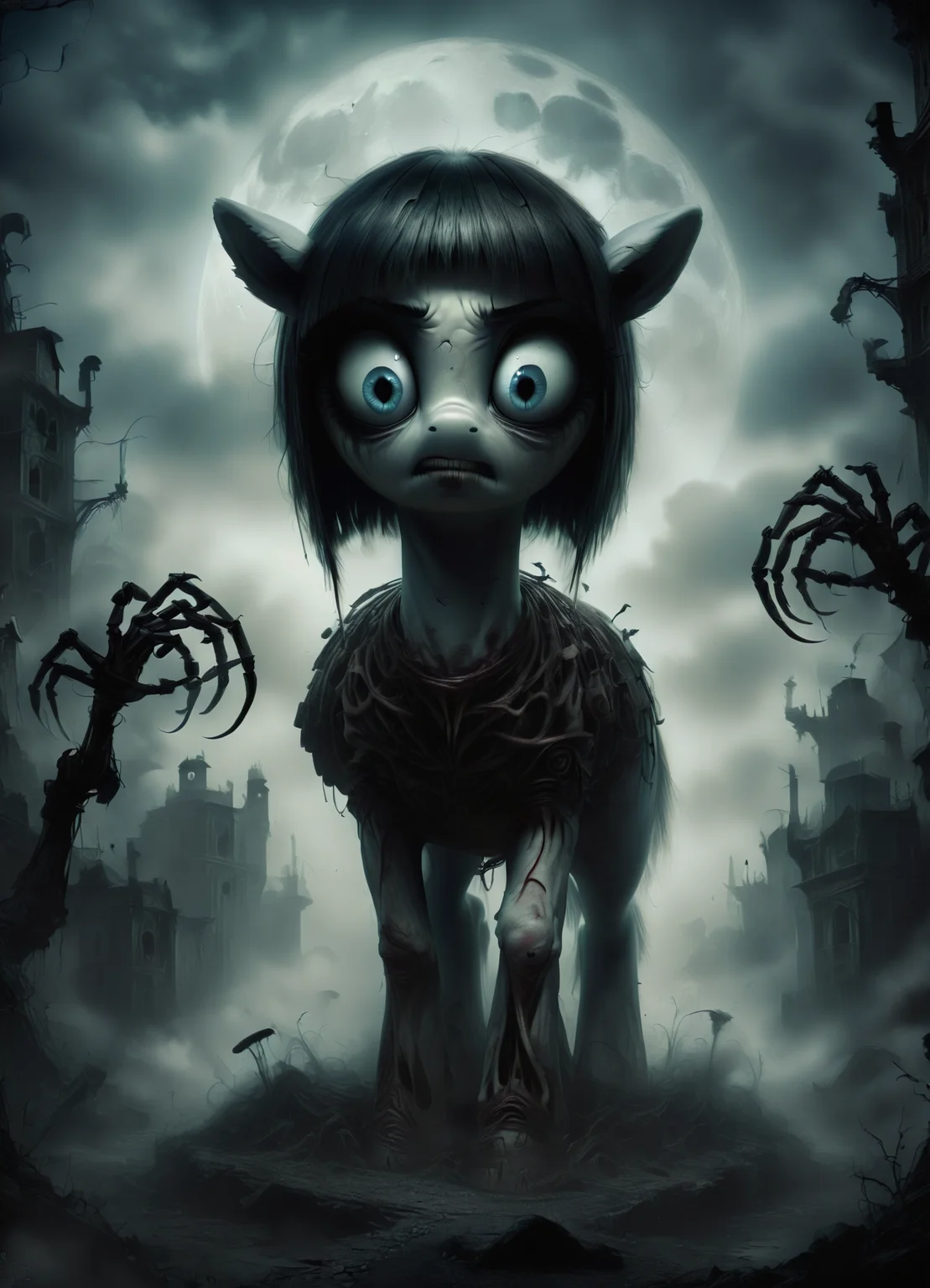 DonMGl00myN1gh7m4r3XL,score_9, score_8_up, score_7_up, score_6_up,pony , creepy, gloomy, rating_safe <lora:DonMGl00myN1gh7m4r3XL:0.65>