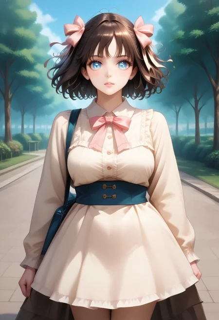 score_9, score_8_up, score_7_up, source anime,
masterpiece, best quality, detailed, amazing quality,
detailed background, park,
detailed face, detailed eyes,
dynamic pose,
solo, 1woman, woman,
easynegative,
headbow,
slutty_m3l0dy,