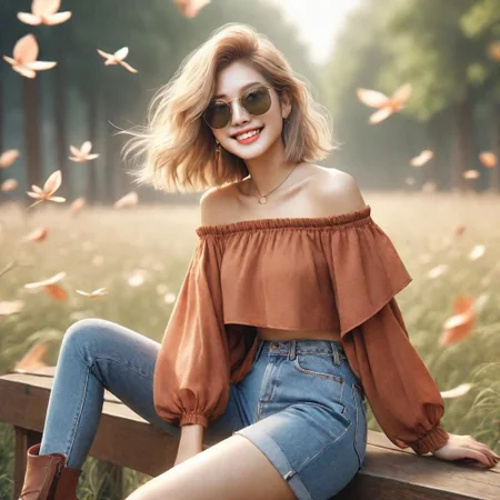 1girl, (cowboy shot:1.2), Chinese, smile, looking at viewer, (blonde hair, short hair, flowy hair, floating hair:1.1), Fit, Athletic, (SunGlass, off shoulder jacket, crop top, denim shorts, thighboots:1.2), Fixhand, nice hands, perfect hands, high detail skin, real skin, skin texture, (park, park bench, snow on grass, snowing, snowflake:1.4), (best quality, masterpiece, colorful, highest detailed), ultra detailed, 8k, (intricate details, hyperdetailed:1.15), (photorealistic:1.2), (raw photo:1.2), detailed, (official art, extreme detailed, highest detailed), soft nature lights, soft colors, (natural light, ray tracing, cinematic lighting, bloom, volumetric light),