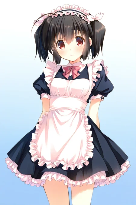 <lora:yuzuhara konomi IL:0.7>,yuzuhara konomi,red eyes,twintails,black hair,short hair,bow,flat chest,dress,, 1girl,masterpiece,best quality,amazing quality,very aesthetic,absurdres,newest,8K,prefect face, uncensored,, smile,
