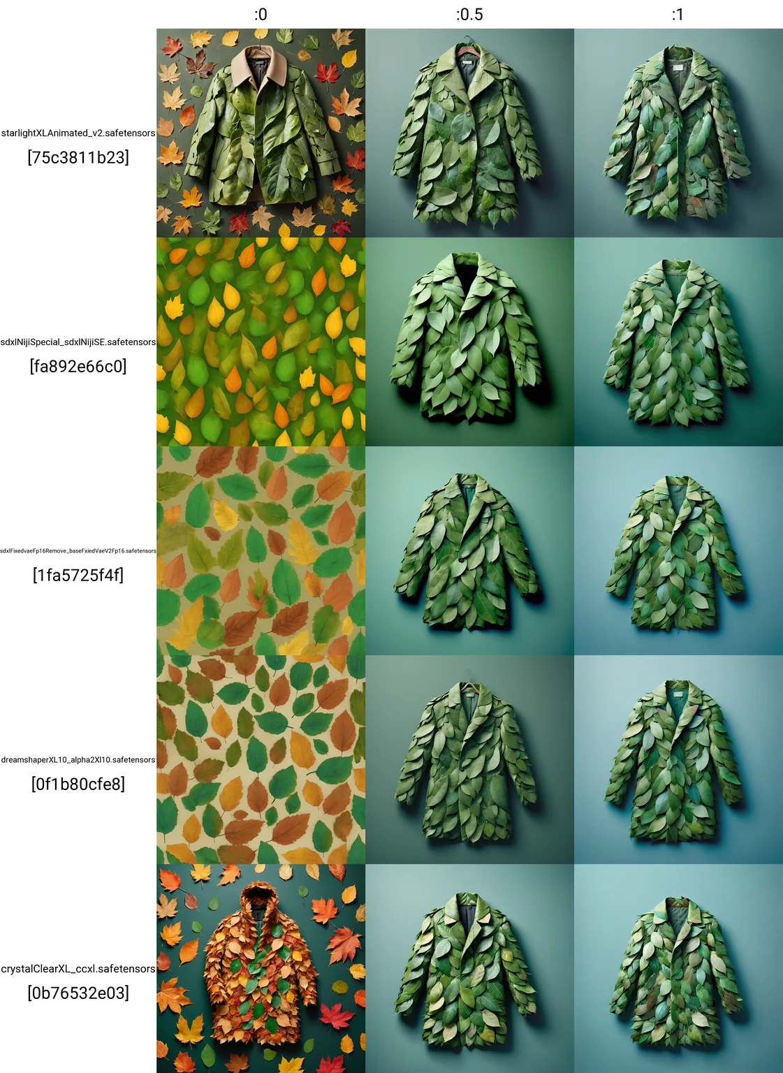 a coat made out of leaves, simple background <lora:LeafStyle:0>