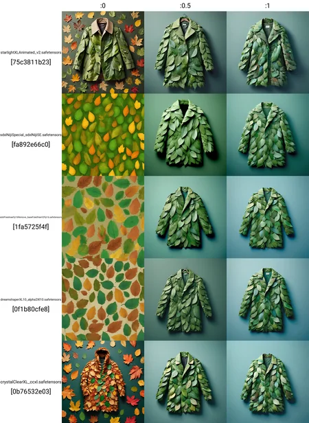 a coat made out of leaves, simple background <lora:LeafStyle:0>