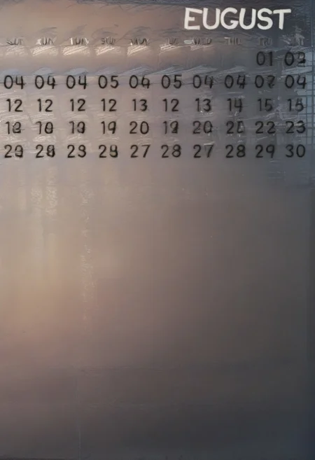 the inscription on the calendar "(August)", the number of days on the calendar is "30", "(August)" calendar with "30" days, month of the year "(August)", The month in order "0", time of year "spring",(numbers in the collendar: “01”, “02”, “03”, “04”, “05”, “06”, “07”, “08”, “09”, “10”, “11”, “12”, “13”, “14”, “15”, “16”, “17”, “18”, “19”, “20”, “21”, “22”, “23”, “24”, “25”, “26”, “27”, “28”, “29”, “30”),