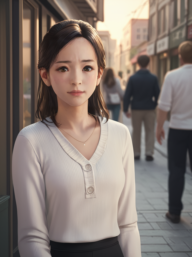 score_9, score_8_up,score_7_up,1girl,1boy, <lora:Sawa_Yoko:1>sawa yoko, on the street,