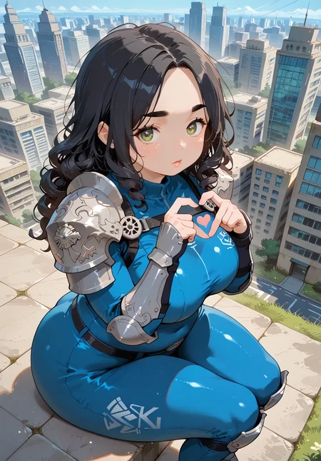 IllusP0s, PonyScores7, source_anime, ah1, IllustriousQual, interesting, exciting, spectacular, wonderful, 
BREAK <lora:xl_more_art-full_v1:0.2>, <lora:aesthetic_anime_v1s:0.2>, <lora:EpicF4nta5yXL:0.2>, <lora:detailxl:0.2>, detailxl, <lora:Fant5yP0ny:0.2>, amazing quality, best aesthetic, absurdres, illustration, Volumetric_Lighting, ultra-detailed, very aesthetic, intricate details, best_quality, <lora:Anime_Aesthetic_Wallpaper_StyleIllustriousXL:0.4>, aniwall,
BREAK ((heart hands quartet)),
BREAK Stable_Yogis_PDXL_Positives, AS-Adult, <lora:Complicated fantasy portrait - XL Pony V2.0:0.2>, bad-hands-5, <lora:HDA_Detailer:0.3>, <lora:natsumi_style:0.5>, <lora:by_usakun-pony:0.4>, by usakun, <lora:Akina_Bbw_Style_-_PonyXL:0.2>, AkinBw, (((from above), (from side), focus on legs)),
BREAK 1girl, mature female, (curvy), round-chin, caucasian, <lora:ETO_OC_Illustrius:0.5>, eto_oc, skindentation, (plump), thick thighs, wide hips, busty, voluptuous, <lora:venus body PonyXL:0.3>, <lora:shinyskin2:0.2>, glistening skin, HDA_FatGirlXL, round ass, large breasts,
BREAK ((<lora:Judge Anderson DG PXL v01:0.8>, jandersondg, armor, blue bodysuit, pauldrons)),
BREAK (curly hair), long hair, (black hair:1.4), (parted hair:1.7), messy hair, kinky curls, <lora:hairdetailpxl:0.2>, hairdetailpxl,
BREAK (half green and brown eyes), (colorful eyes), (multicolored eyes), (downturned eyes:1.4), <lora:expressive eyes:0.2>, expressive eyes, <lora:eyedetailpxl:0.2>, eyedetailpxl, <lora:Eyes_High_Definition:0.2>, EyesHD, (round face:1.2), (thick eyebrows:1.3), (plump face), <lora:Round_face:0.2>, lips, 
BREAK ((looking to the side expression)), <lora:Expressive_H:0.2>, Expressiveh, <lora:Emotional_Anime_Expressions_PonyXL_Concept:0.2>, emotional, <lora:Best_Facial_Expression_LoRA_PONY:0.2>, looking at viewer, <lora:Detailed expressive EXEV style -XL Pony V1.0:0.2>, FaceDetail, <lora:Best_Facial_Expression_Helper_XTREME_ILLU:0.4>, kaogei,
BREAK (((city skylines from bridges))), <lora:Background Detailer - SDXL:0.8>, 4k, 8k, Ultra HD, Masterpiece, Best quality, Detailed background, <lora:Add_more_details_V2_XLpony:0.4>, full_details, <lora:background-type1:0.4>,