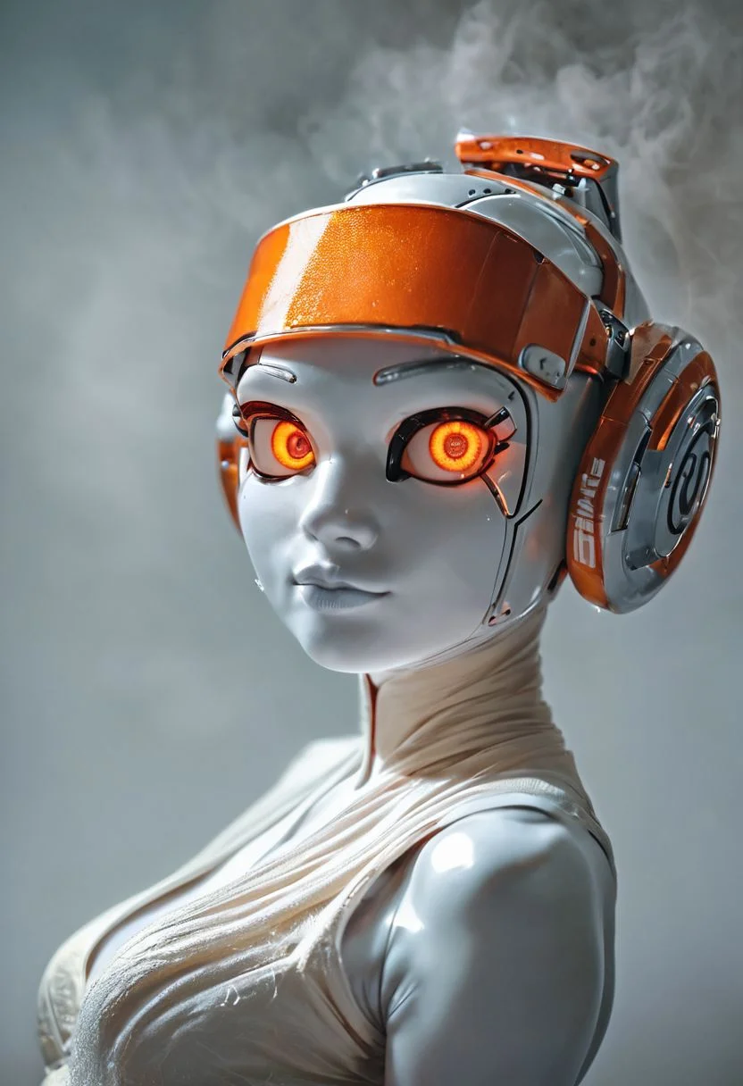 score_9, score_8_up, score_7_up, score_6_up, score_5_up, close up, from side, robot girl, (short stack:1.2), white skin, (wide hips:1.1), (holo visor:1.2), medium breasts, (toned body:1.2), (silk atire:1.4), (orange eyes:1.2),
reclining, (smiling:0.4). looking at viewer, detailed eyes, detailed face,
43stl1ght1ng, low light, dramatic lighting, darkness, smoke, raw, photo, realistic,