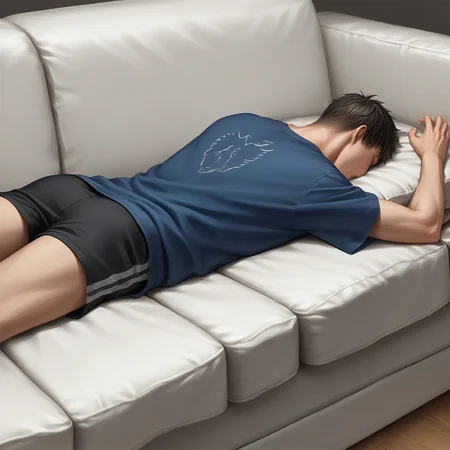 score_9, score_8_up, score_7_up, score_6_up, score_5_up, score_4_up, zPDXL2,source_anime,rating_questionable, 1boy, on stomach, unconscious, on couch, limp limbs, <lora:Slack__Ragdoll_Pose:0.8> sl4ck, lying,
