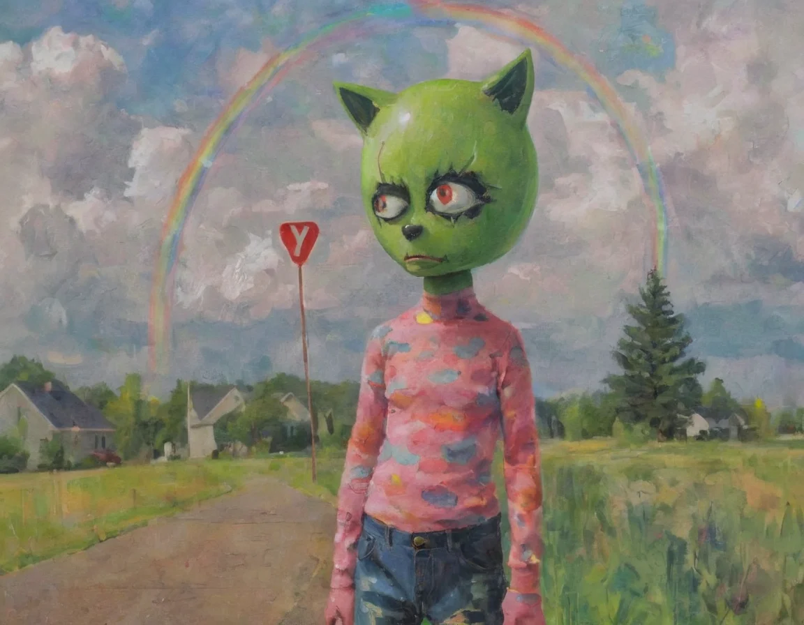 uncanny y2kmad character, oil painting, impressionism <lora:y2kmad_v0.0.2:0.7>