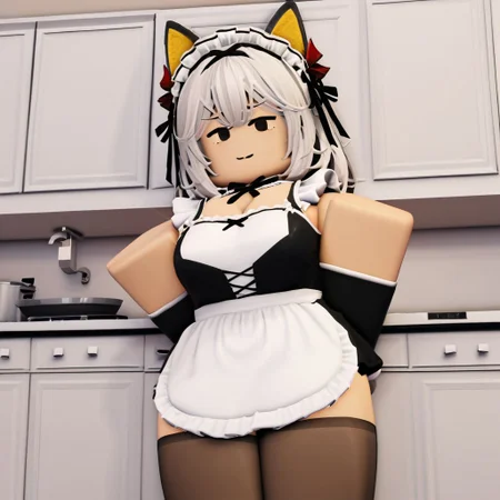 score_9_up, score_8_up, (source_roblox, robloxian:1.2), maid outfit, thicc, <lora:RobloXXX:1>, 3d \(artwork\), kitchen background