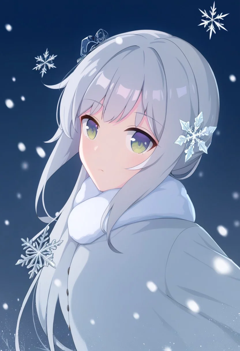 (1girl , solo , ),snow, snowflake , background