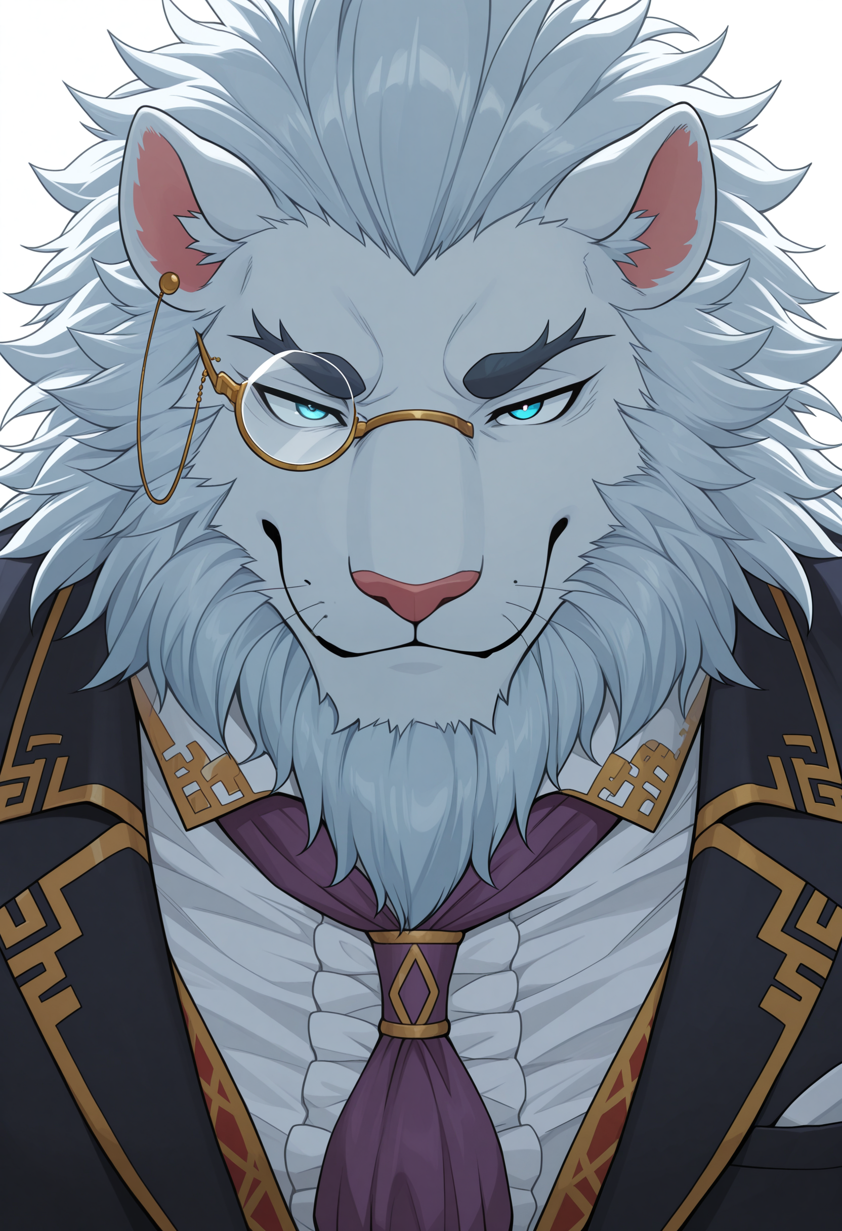 masterpiece, best quality, amazing quality, solo, 1boy, SnowTas, Suit, ascot, monocle, close up