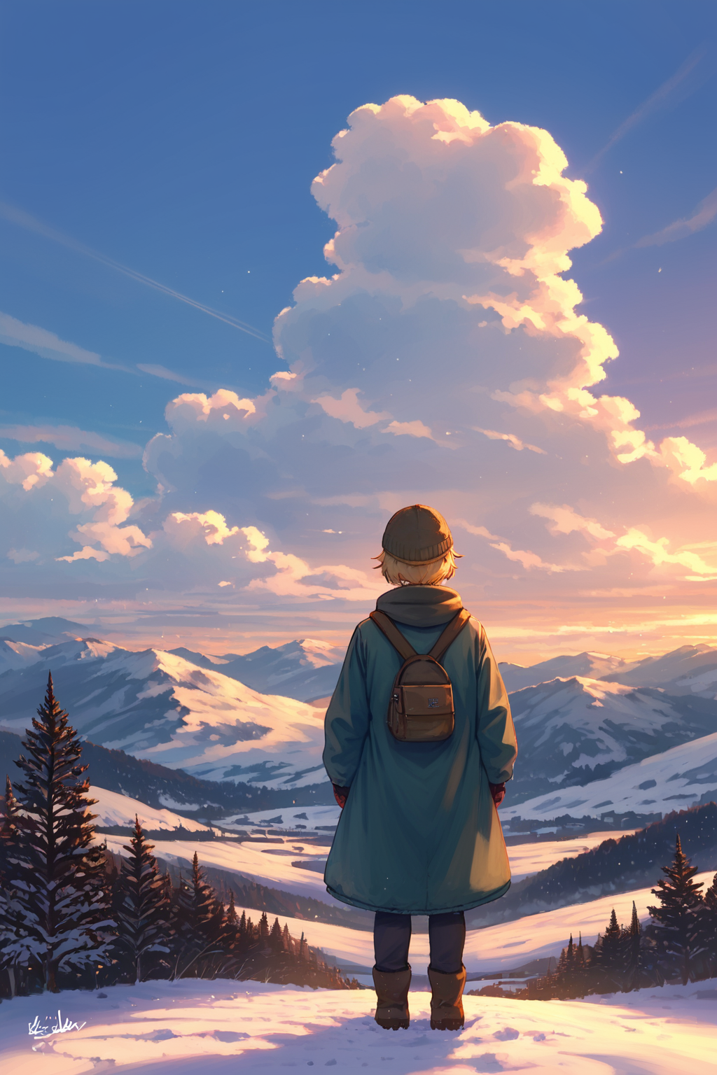 PDXL, source_anime, <lora:AlpcmasV1:1>, alpcm4s, landscape, 
snowy mountain, sun behind it, clouds, 
volumetric reflections, volumetric shadows, HDR, shot on Canon DSLR