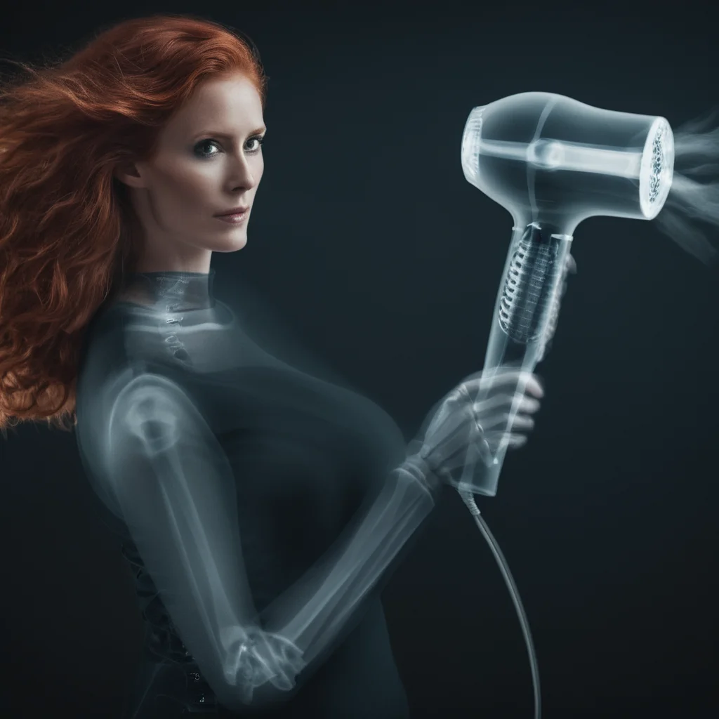 cinematic film still of <lora:x-ray style:1>
a red hair flying hair skeleton holding a hair dryer in its hand,x-ray style, shallow depth of field, vignette, highly detailed, high budget, bokeh, cinemascope, moody, epic, gorgeous, film grain, grainy