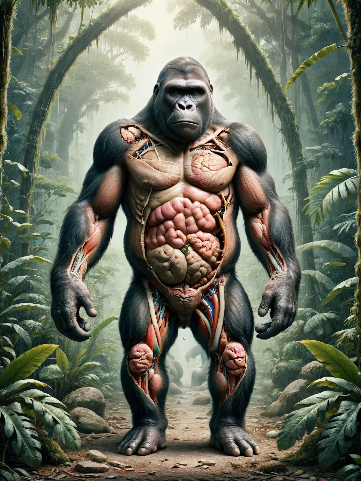 ais-xsection gorilla, standing in the jungle <lora:Cross_Section_Style_SDXL:1>
