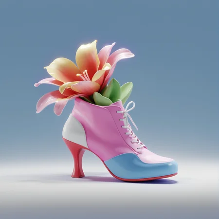 3d render of a shoe, light bloom <lora:3d-render:1>