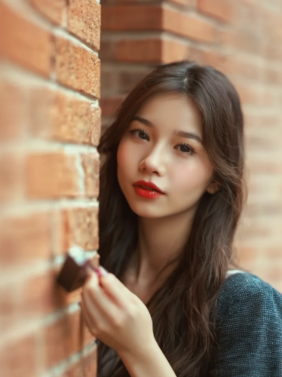 depth_of_field, motion_blur, focused, building, brick_wall, 1girl, bokeh, 3d, photo_background, chromatic_aberration, lips, photorealistic <lora:sysuv9:0.7>
