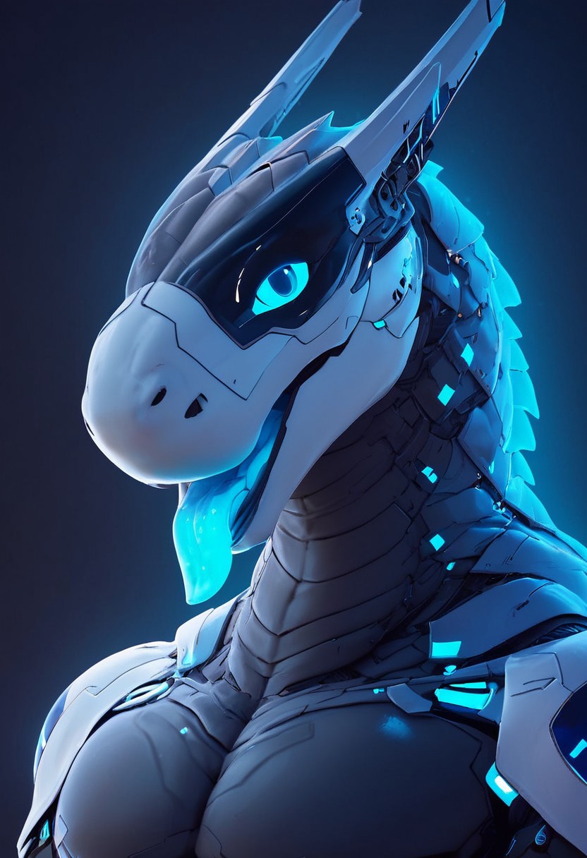 score_9, score_8_up, score_7_up, score_6_up, semi-realistic artwork, high quality, vibrant colors, best quality rendering, intricate details, high resolution, sharp focus, best render quality,[e621] Scappo Style
Synth, blue tongue, colored tongue, solo, tongue, tongue out, upper body, glowing, science fiction, blue eyes, colored skin, muscular, robot, glowing eyes, no humans, male focus
