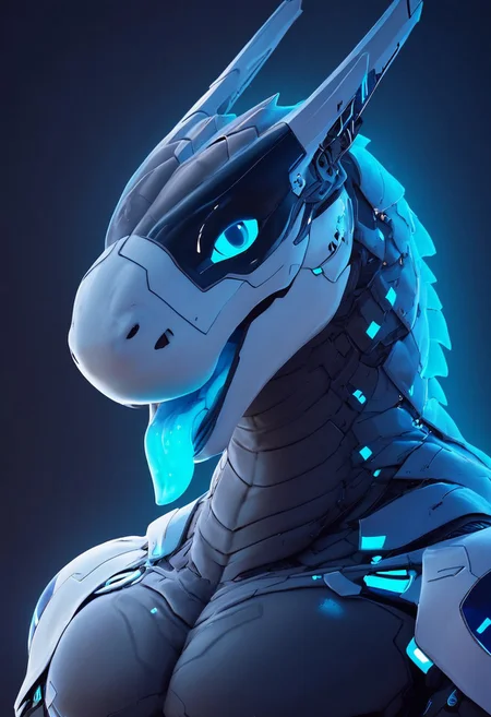 score_9, score_8_up, score_7_up, score_6_up, semi-realistic artwork, high quality, vibrant colors, best quality rendering, intricate details, high resolution, sharp focus, best render quality,[e621] Scappo Style
Synth, blue tongue, colored tongue, solo, tongue, tongue out, upper body, glowing, science fiction, blue eyes, colored skin, muscular, robot, glowing eyes, no humans, male focus