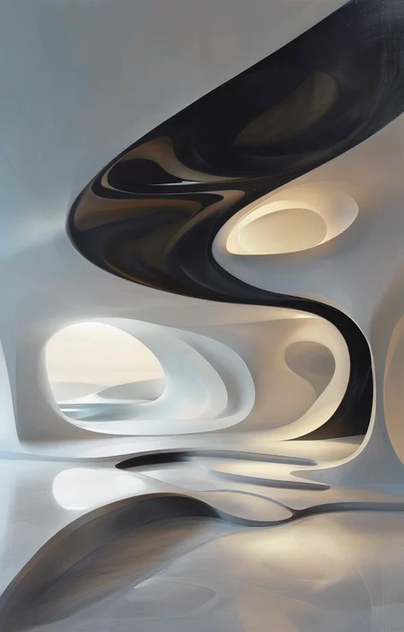 masterpiece,best quality,<lora:tbh307-sdxl:0.9>,illustration,design by Zaha Hadid Minimalist Japanese-inspired tea house by the sea, evoking the style of Tadao Ando