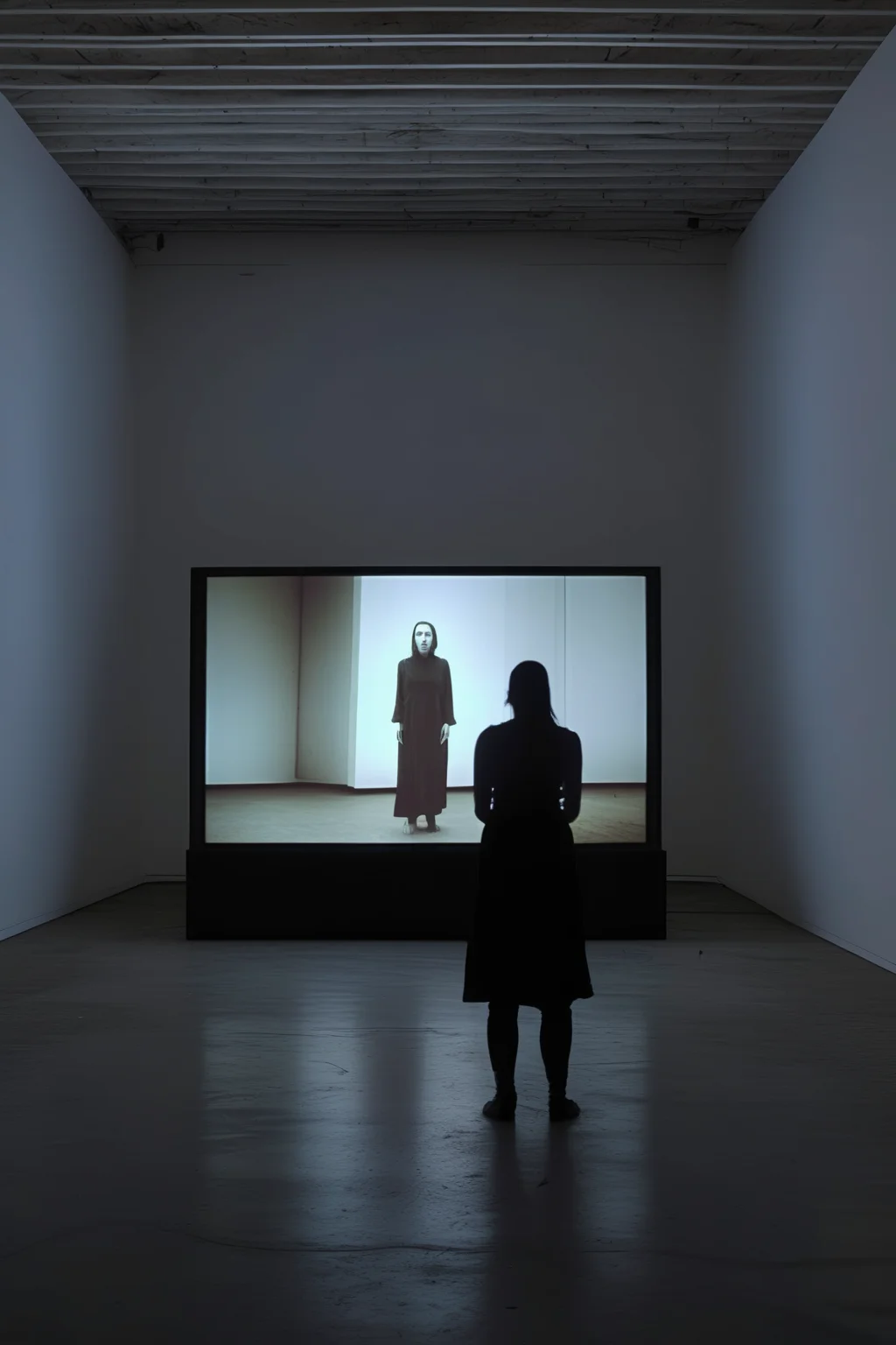 <lora:Video installation:1>Video installation - Video art featuring a performance art piece that is recorded and edited into a cinematic narrative, blurring the boundaries between live performance and film