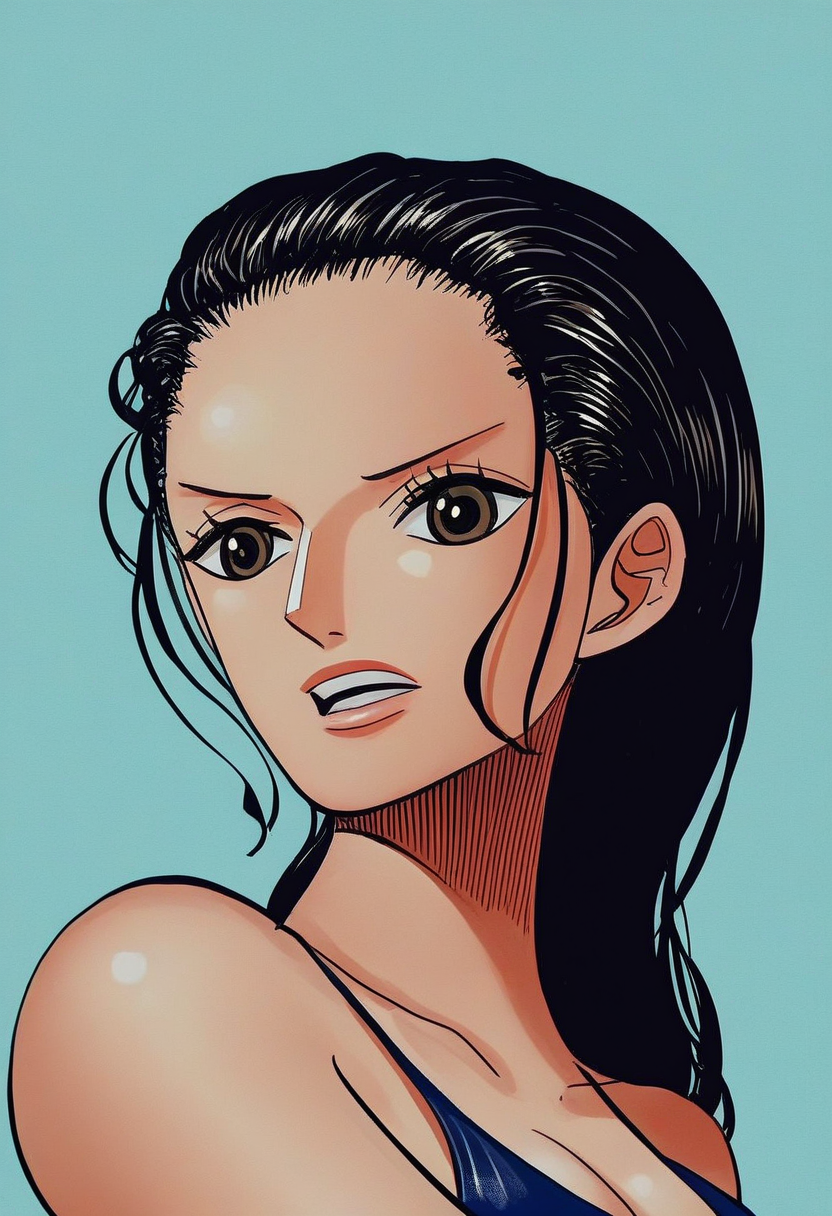 anime screencap, anime_core, score_9, score_8_up, score_7_up, <lora: n1k0r0b1nmangaPONYV1:1> n1k0r0b1nps,1girl,solo, brown eyes,long hair,black hair,hair slicked back,standing