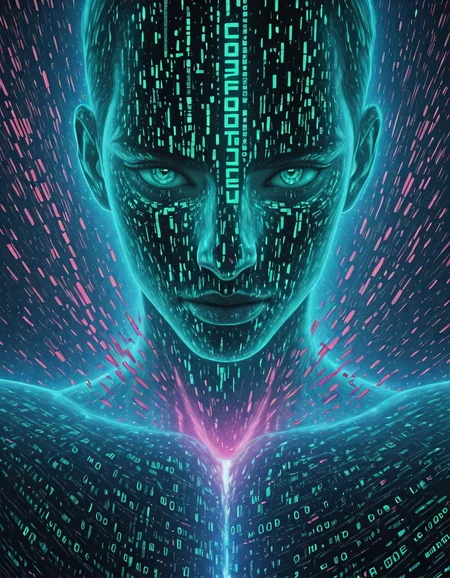 Glitchcore Art Style, detailed, mmatrix-style, silhouette, code, text focus, glitch, digital dissolve, 1boy, dynamic, dramatic, distorted, vibrant colors, glitchcore art style