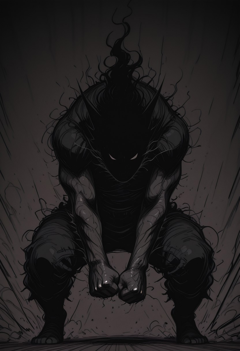 dark Shadow, Sketch, gritty, fine lines, delivering powerful Punch