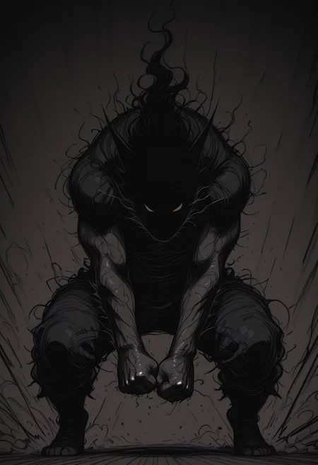 dark Shadow, Sketch, gritty, fine lines, delivering powerful Punch
