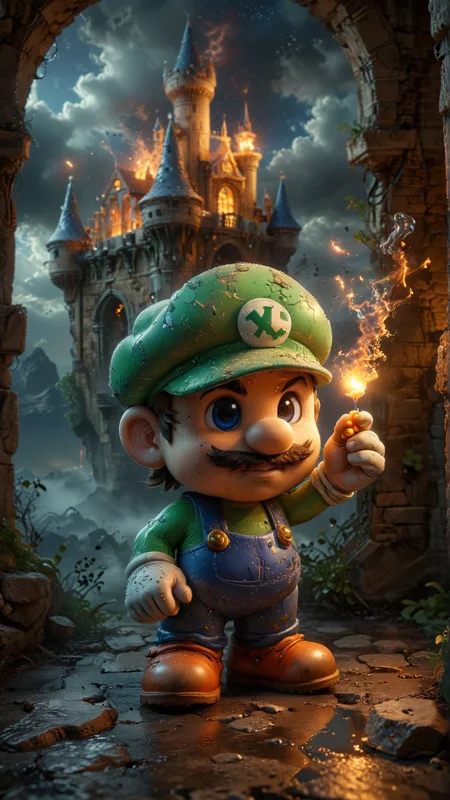 A sticker of a chibi Super Luigi with fireball, a hand holding it, mystic castle in background, high detail, realistic, Canon EOS R5 
award winning artwork,
many details, extreme detailed, full of details,
Wide range of colors., Dramatic,Dynamic,Cinematic,Sharp details
Insane quality. Insane resolution. Insane details. Masterpiece. 32k resolution.
 <lora:add-detail-xl:0.65> <lora:casting shadow style v2:0.1> casting shadow style, cucoloris patterned illumination <lora:CinematicStyle_v1:0.1> <lora:Disturbia:0.15> <lora:dvr-lnds-sdxl:0.1> dvr-lnds-sdxl <lora:MJ52:0.2> <lora:princess_xl_v2:0.1>  <lora:ral-dissolve:0.1> ral-dissolve <lora:ral-ertmsphr:0.1> ral-ertmsphr  <lora:ral-porcelain:0.3> ral-porcelain <lora:ral-pxlprtcl:0.31> ral-pxlprtcl  <lora:xl_more_art-full_v1:0.5>