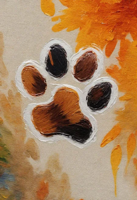 macro, closeup photo, Impressionist oil painting on an old canvas, canvas of random brush stroke,8k,masterpiece,award winning art,Abstract canvas of brush stroke looking lik cat paw print,impressionism,