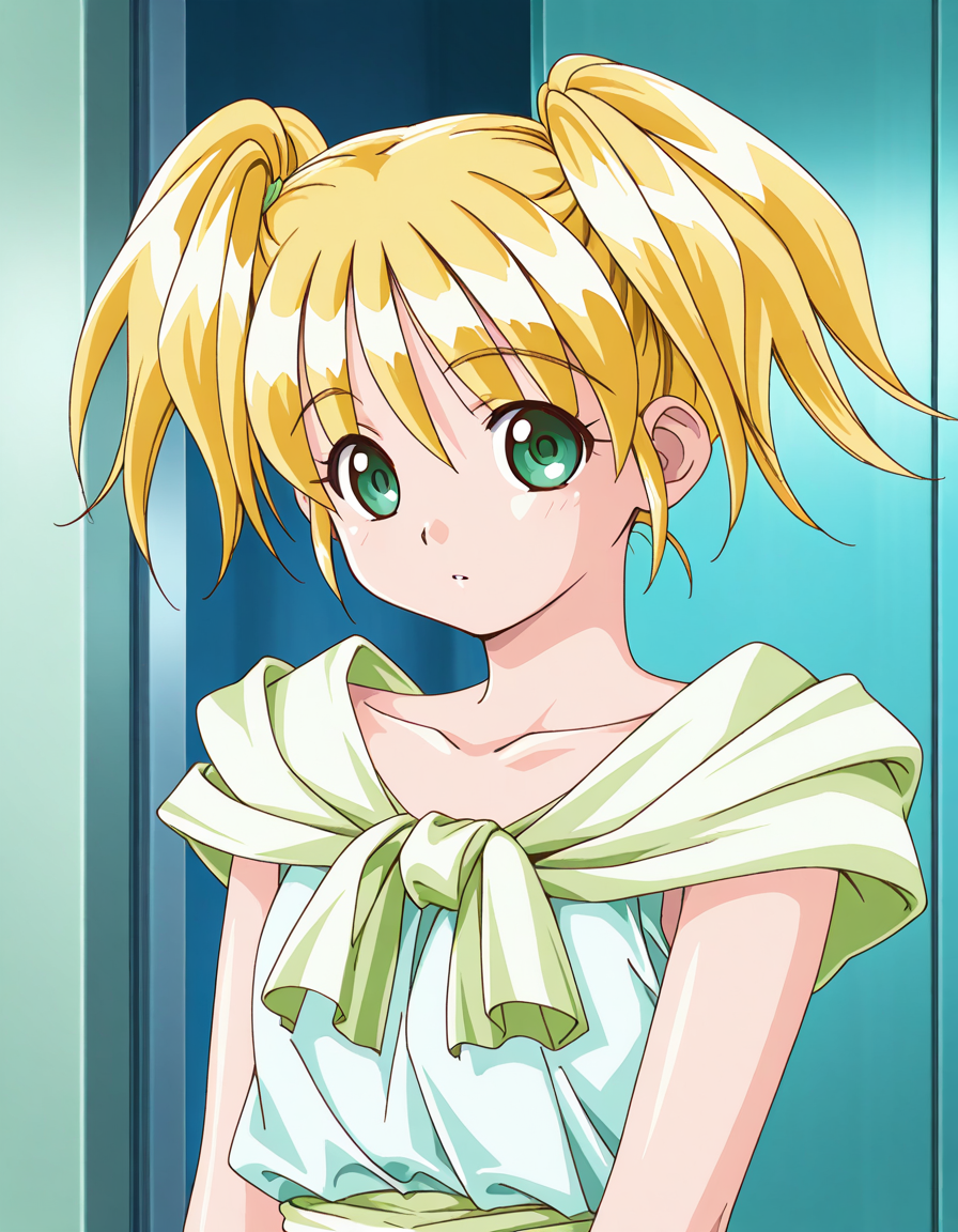 score_9, score_8_up, score_7_up, anime BREAK official art, solo, 1girl, one girl, 
<lora:Maria_Short:1>, Maria Short, 
1girl, solo, blonde hair, green eyes, twintails, short twintails, upper body
(masterpiece:1.3), best quality, high resolution, unity 8k wallpaper, extremely detailed CG, 8K,