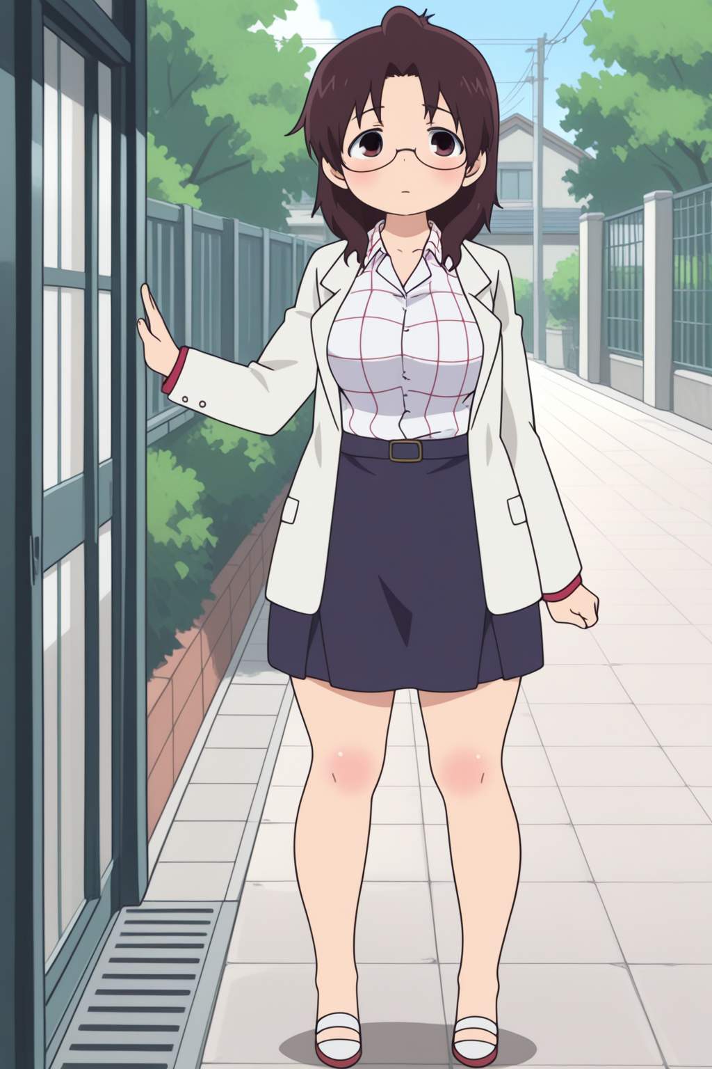 masterpiece, newest, Aiko Kuriyama, full body, glasses <lora:Mitsudomoe_-_multicharacter:0.8>
