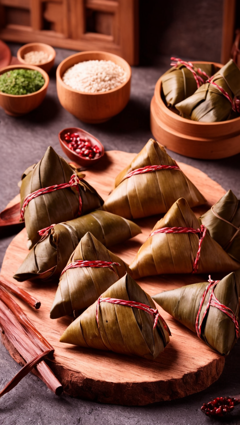 zongzi on the stone table, in the wooden house  <lora:sdxl_zongzi_lora_duanwu_0_300:0.8>, beautiful, hd, 8k, (photographic:1.5), magnificent, grandiose, mac os wallpaper