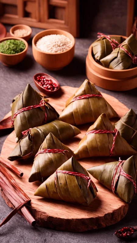 zongzi on the stone table, in the wooden house <lora:sdxl_zongzi_lora_duanwu_0_300:0.8>, beautiful, hd, 8k, (photographic:1.5), magnificent, grandiose, mac os wallpaper
