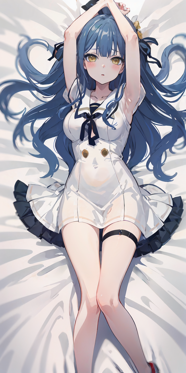 masterpiece,absurdres,lying on bed,
eye_contact,Flat chest,
<lora:char-mygo_ä¸°å·ç¥¥å­togawa_sakiko_bangdreamitsmygo:0.6>,togawa_sakiko_bangdreamitsmygo,äºº-mygo-mygo_ä¸°å·ç¥¥å­togawa_sakiko_bangdreamitsmygo,
long_hair,bangs,ribbon,hair_ribbon,black_ribbon,white_dress,yellow_eyes,Reach out to viewer,(miniskirt:0.7),sidelocks,blue_hair,
from_above,legs,
blush,parted lips,shy,thighhighs,white legwear,, masterpiece, best quality,absurdres,1girl,solo,front view,white background,looking_at_viewer,eye contact,
