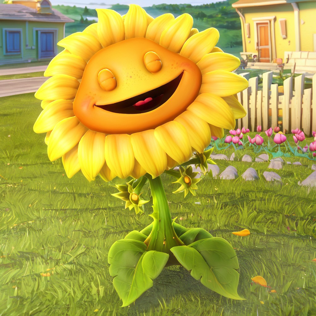score_9, score_8_up, score_7_up, BREAK, 3d, sunflowergw, sunflower, 1girl, flower, flower girl, plant, flora fauna, yellow face, orange petals, green body, freckles, eyes closed, smile, open mouth, laughing, outdoors, grass