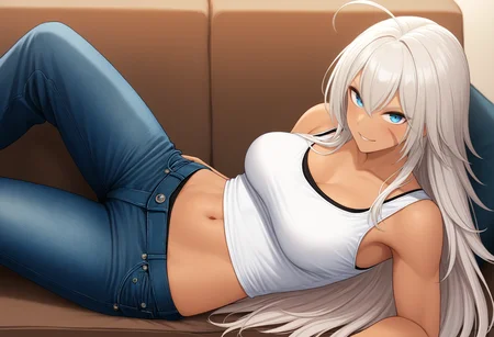 safe, masterpiece, best quality, living room, sofa
BREAK 1girl, indiana, face scar, shirt, jeans, navel, lounging, reclining
 <lora:Indiana_NAIXL_v11:1>