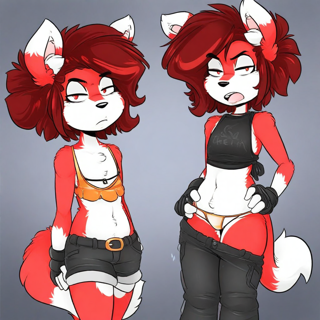 Short hair, Flatchest, , Red Fur