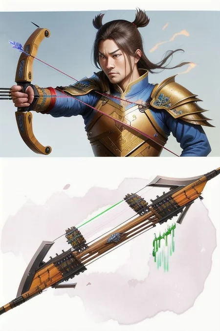 Zhuge Nu - A repeating crossbow that fired multiple arrows in quick succession, Realistic looking weapon, MagicItem_v1,