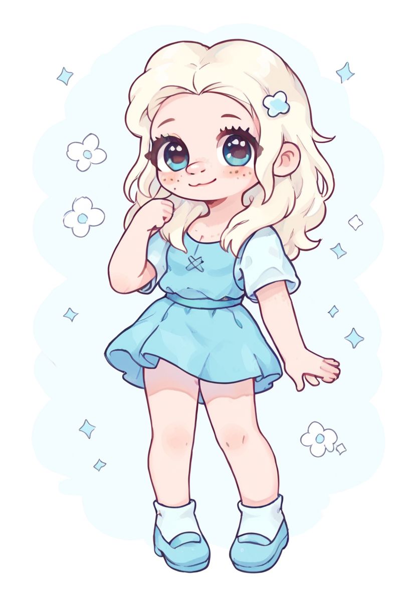 score_9, score_8_up, Tiabeanie, cute, girl, freckles, pale blonde hair, full body, digital art, highly detailed, zPDXL