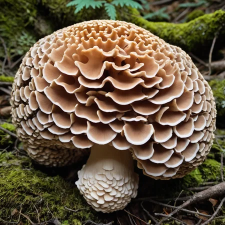 Macro shot of Hen of the Woods Mushroom with Coral Tooth formation <lora:MyShroom:0.4>