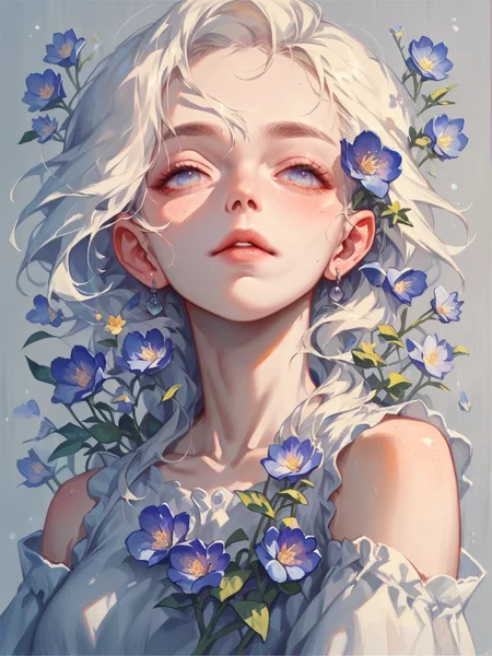 score_9, score_8_up, score_7_up, score_6_up, score_5_up, score_4_up,   <lora:blu3sXLP:0.7> blu3s, 1girl, flowers
