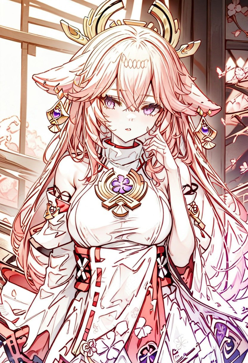 masterpiece, best quality, One last kiss style, 1girl, yae miko