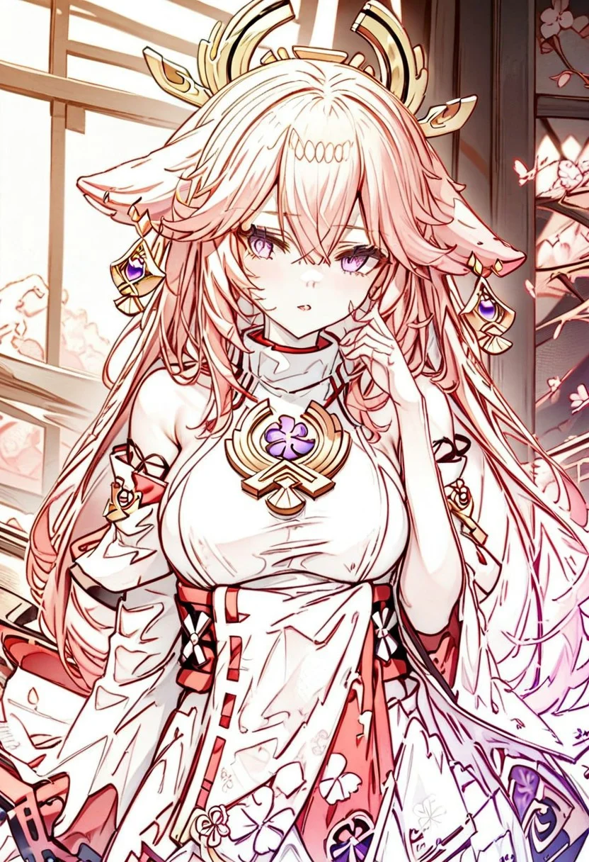masterpiece, best quality, One last kiss style, 1girl, yae miko