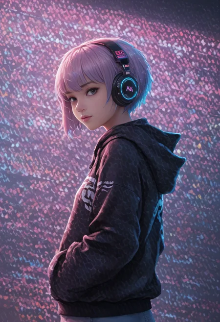 score_9, score_8_up, score_7_up, cyberspace dj club, augmented reality street artist, wearing a holo-hoodie, from the sides and on the side, headphones, short neon undercut hair, neon rim lighting,,
<lora:sdxl_lightning_8step_lora:1>,, rating_safe,