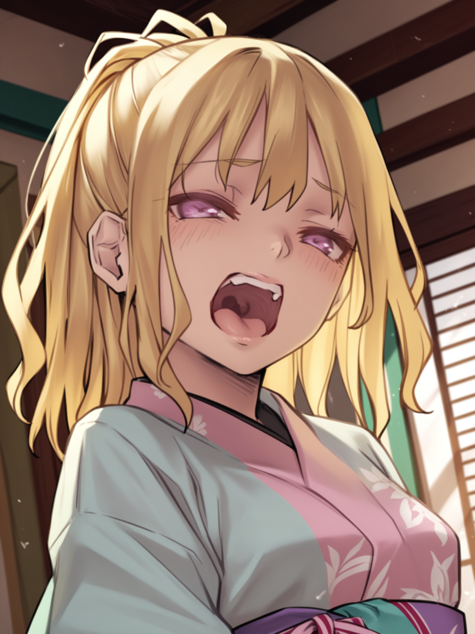 <lora:happy_tentacle-fuyuno-v0.3-000021:1>, ht_fuyuno, blonde hair, kimono , indoors 1girl, solo, upper body , half-closed eyes , (screaming :1), , looking at viewer , , facing viewer , score_9, score_8_up, score_7_up, score_6_up, score_5_up, score_4_up