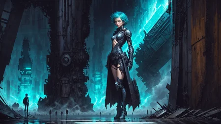 1girl,[Sophia Lillis face],21yo,photorealistic, (hyperrealistic:1.2), beautiful, masterpiece, best quality, extremely detailed face, perfect lighting,full body, armor, glowing, glowing eyes, intricate design, turquoise hair, medium shot,upper body, small breasts, steampunk background,vanishing point legs, epic structure background,by Ben Templesmith, by Brian Oldham, by Simon Stalenhag, background by Geof Darrow
<lora:Blame!:0.95> blame!
<lora:epiNoiseoffset_v2:0.7> <lora:LAS:0.6>